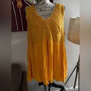 Yellow Sleeveless Crochet Top